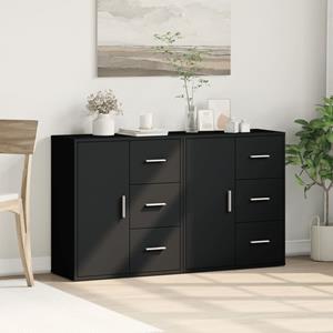 vidaXL Dressoirs 2 st 60x31x70 cm bewerkt hout zwart