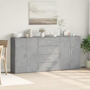 vidaXL Dressoirs 3 st 60x31x84 cm bewerkt hout betongrijs
