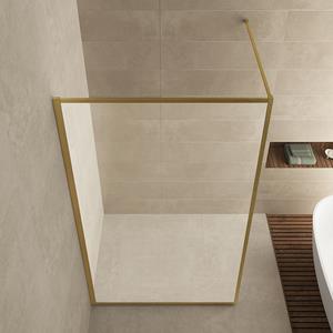 BWS Inloopdouche  Ribbel 120x200 cm 8 mm Nano Coating Helder Glas Geborsteld Messing
