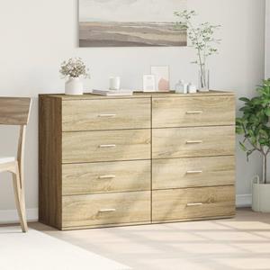 vidaXL Dressoirs 2 st 60x39x80 cm bewerkt hout sonoma eikenkleurig