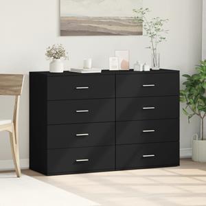 vidaXL Dressoirs 2 st 60x39x80 cm bewerkt hout zwart