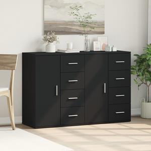 vidaXL Dressoirs 2 st 59x39x80 cm bewerkt hout zwart