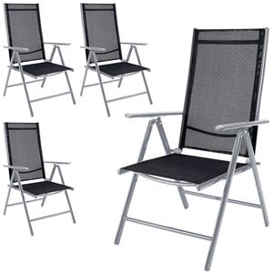 casaria Gartenstuhl 4er Set Klappbar Aluminium Wetterfest 8- Fach Verstellbar 120kg Belastbar Outdoor Balkon Camping Hochlehner Klappstuhl Stuhl Silber