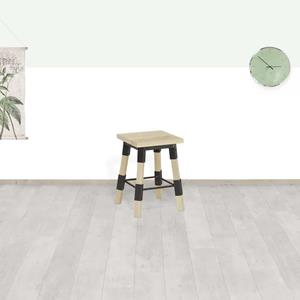 Industrielemeubelshop Vierkante eikenhouten kruk Ivel
