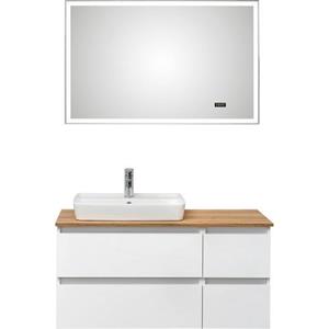 Saphir Badmeubelset Quickset 360 2-teilig, mit Keramik-Aufsatzbecken und LED-Spiegel (set, 2 stuks)