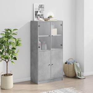 vidaXL Hoge kast met deuren 68x37x142 cm bewerkt hout betongrijs