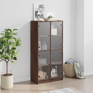 vidaXL Hoge kast met deuren 68x37x142 cm bewerkt hout bruin eikenkleur