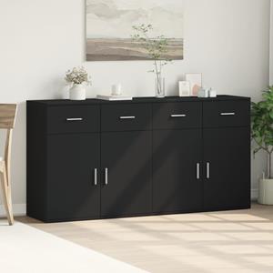 vidaXL Dressoirs 2 st 79x38x80 cm bewerkt hout zwart