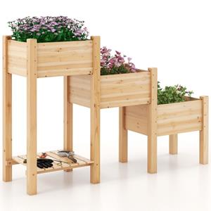 Coast Verhoogde Plantenbak - 3 Laags - Dennenhout - 161 x 43 x 104 cm