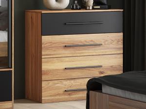 Mobistoxx Commode BETHUNE 4 lades mauvella eik/zwart