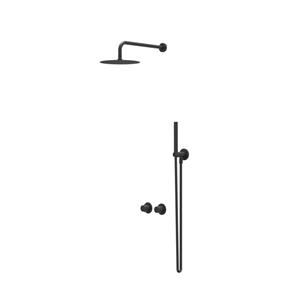 IVY Bond Regendoucheset 3 inbouw symmetry met 2-weg stop-omstel, 30cm plafondbuis, 20cm slim hoofddouche, houder met uitlaat, doucheslang 150cm, 3-standen handdouche Mat zwart PED