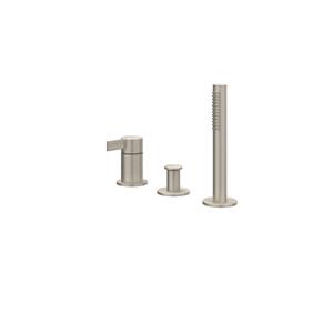 IVY Pact Badrandcombinatie 3-gats mengkraan met uittrekbare handdouche, zonder uitloop Geborsteld nickel PVD 6302103