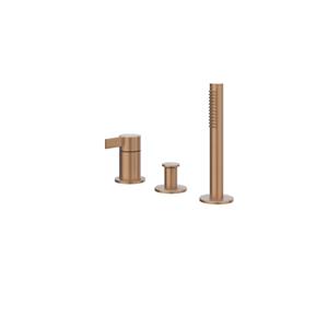 IVY Pact Badrandcombinatie 3-gats mengkraan met uittrekbare handdouche, zonder uitloop Geborsteld mat koper PVD 6302105