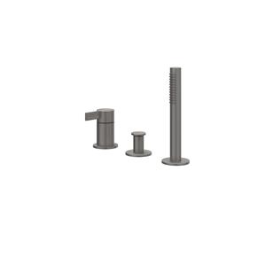 IVY Pact Badrandcombinatie 3-gats mengkraan met uittrekbare handdouche, zonder uitloop Geborsteld metal black PVD 6302106