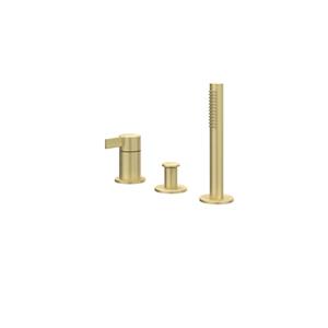IVY Pact Badrandcombinatie 3-gats mengkraan met uittrekbare handdouche, zonder uitloop Geborsteld mat goud PVD 6302104