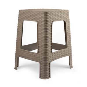 PlasticForte zit/bijzet krukje - Rotan line - taupe - kunststof - x x 45 cm -