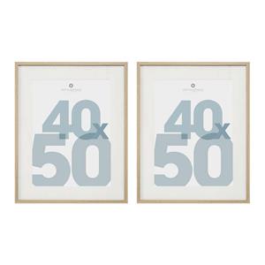 Atmosphera Fotolijstje met passe partout - 2x - voor een foto van x 50 cm - naturel - MDF/Glas -