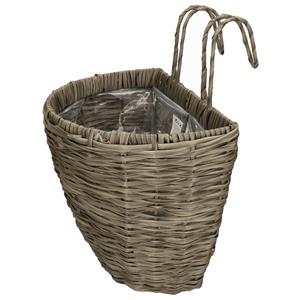 Decoris Balkonmand/plantenmand/plantenbak grijs rotan cm -