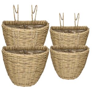 Kaemingk Set van 4x stuks balkonmanden/plantenmanden/plantenbakken lichtbruin rotan en cm -