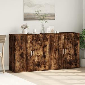 vidaXL Dressoirs 2 st 79x38x80 cm bewerkt hout gerookt eikenkleurig