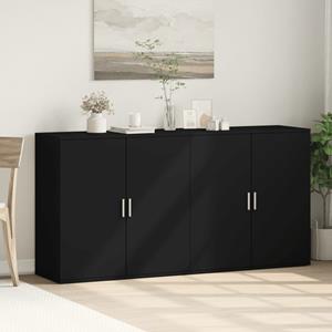 vidaXL Dressoirs 2 st 79x38x80 cm bewerkt hout zwart