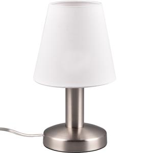 BES LED LED Tafellamp - Trion Masti - E14 Fitting - 1 lichtpunt - Mat Nikkel - Metaal - Witte Lampenkap