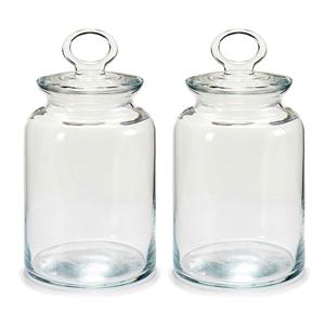 Pasabahce Snoeppot/voorraadpot Megan - 2x - 1100 ml - glas - met luchtdichte deksel - D11 x H17 cm -