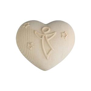 Urnwebshop Mini Urn Hart met Engel Preeg, Grenenhout (0.01 liter)