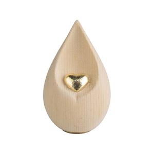 Urnwebshop Mini Traan Urn met Gouden Hartje, Dennenhout (0.01 liter)