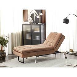 BELIANI Chaise longue fluweel lichtbruin LOIRET