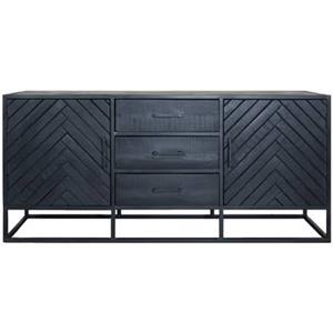 Home67  Dressoir Rune Visgraat - Zwart Mangohout - 170 cm