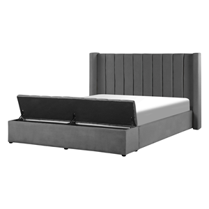 Waterbed met opbergruimte fluweel grijs 140 x 200 cm NOYERS