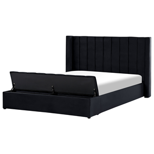 BELIANI Waterbed met opbergruimte fluweel zwart 180 x 200 cm NOYERS