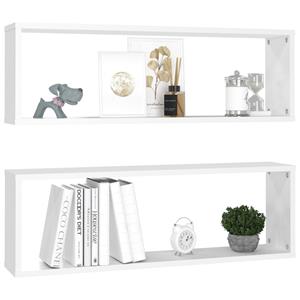 vidaXL Wandschappen kubus 2 st 80x15x26,5 cm spaanplaat wit