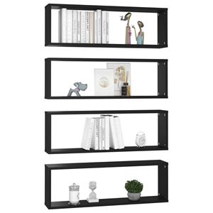 vidaXL Wandschappen kubus 4 st 80x15x26,5 cm spaanplaat zwart