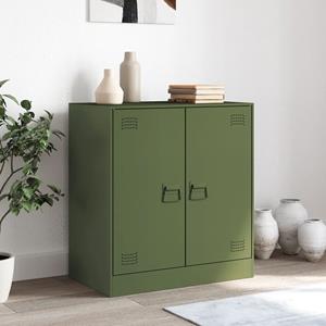 vidaXL Dressoir 67x39x73 cm staal olijfgroen