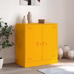 vidaXL Dressoir 67x39x73 cm staal mosterdgeel