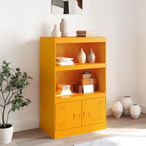 vidaXL Dressoir 67x39x107 cm staal mosterdgeel