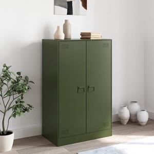 vidaXL Dressoir 67x39x107 cm staal olijfgroen