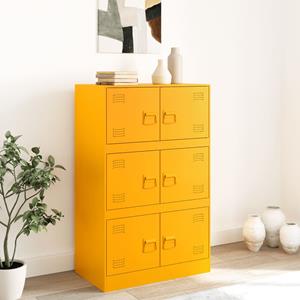vidaXL Dressoir 67x39x107 cm staal mosterdgeel
