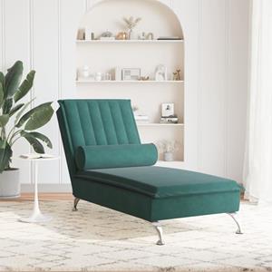vidaXL Massage chaise longue met bolster fluweel donkergroen