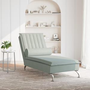 vidaXL Massage chaise longue met bolster fluweel lichtgrijs
