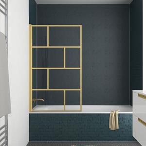 Aurlane Opvouwbare Badwand |zeefdruk Met Baksteenmotief |80x140cm |geborsteld Goud