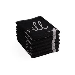 DoubleDry Luxe keukendoeken - 6 stuks - 50x50 - grill master - zwart