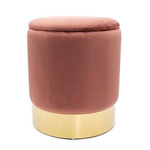 Sfeer voor jou SVJ Kruk - 31x31x38 cm - Fluweel - Oudroze