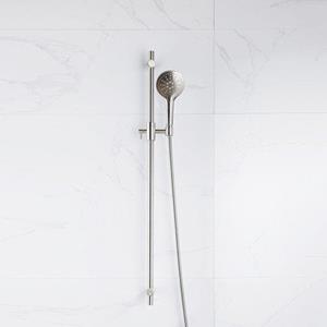 Fortifura Calvi glijstangset met ronde handdouche, metalen doucheslang Geborsteld RVS PVD (RVS) SW767489/SW799447/SW706208