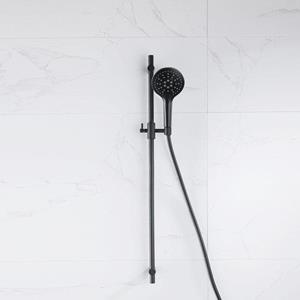Fortifura Calvi glijstangset met ronde handdouche, gladde doucheslang mat zwart SW767488/SW496816/SW706210