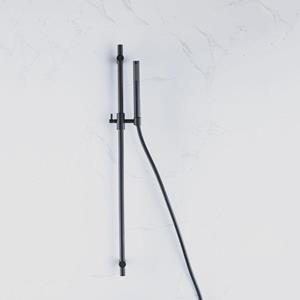 Fortifura Calvi glijstangset met staafhanddouche, gladde doucheslang mat zwart SW767488/SW496811/SW706210
