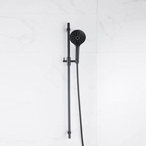 Fortifura Calvi glijstangset met ronde handdouche, metalen doucheslang mat zwart SW767488/SW496816/SW706203