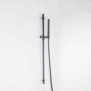 Fortifura Calvi glijstangset met staafhanddouche, metalen doucheslang mat zwart SW767488/SW496811/SW706203